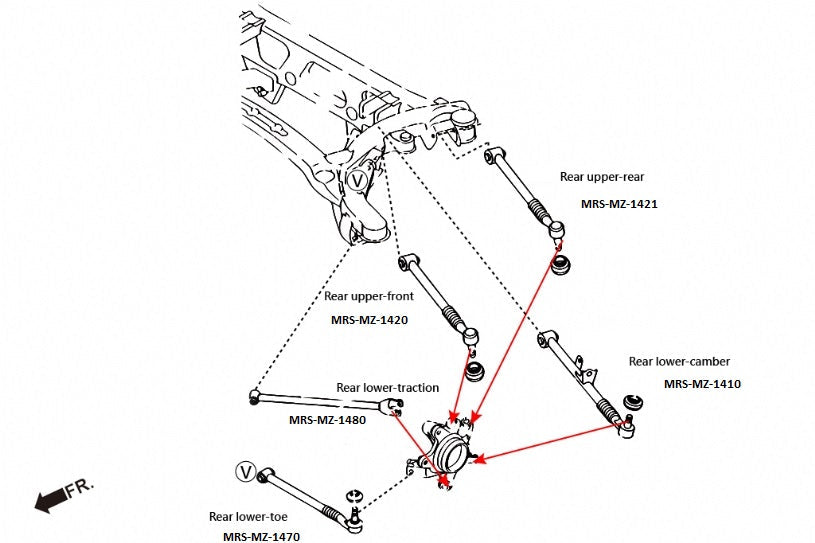 Megan Racing Rear Toe Control Arm for RX8 2004 to 2011 MX5 Miata 2006 to 2012 MRS-MZ-1470