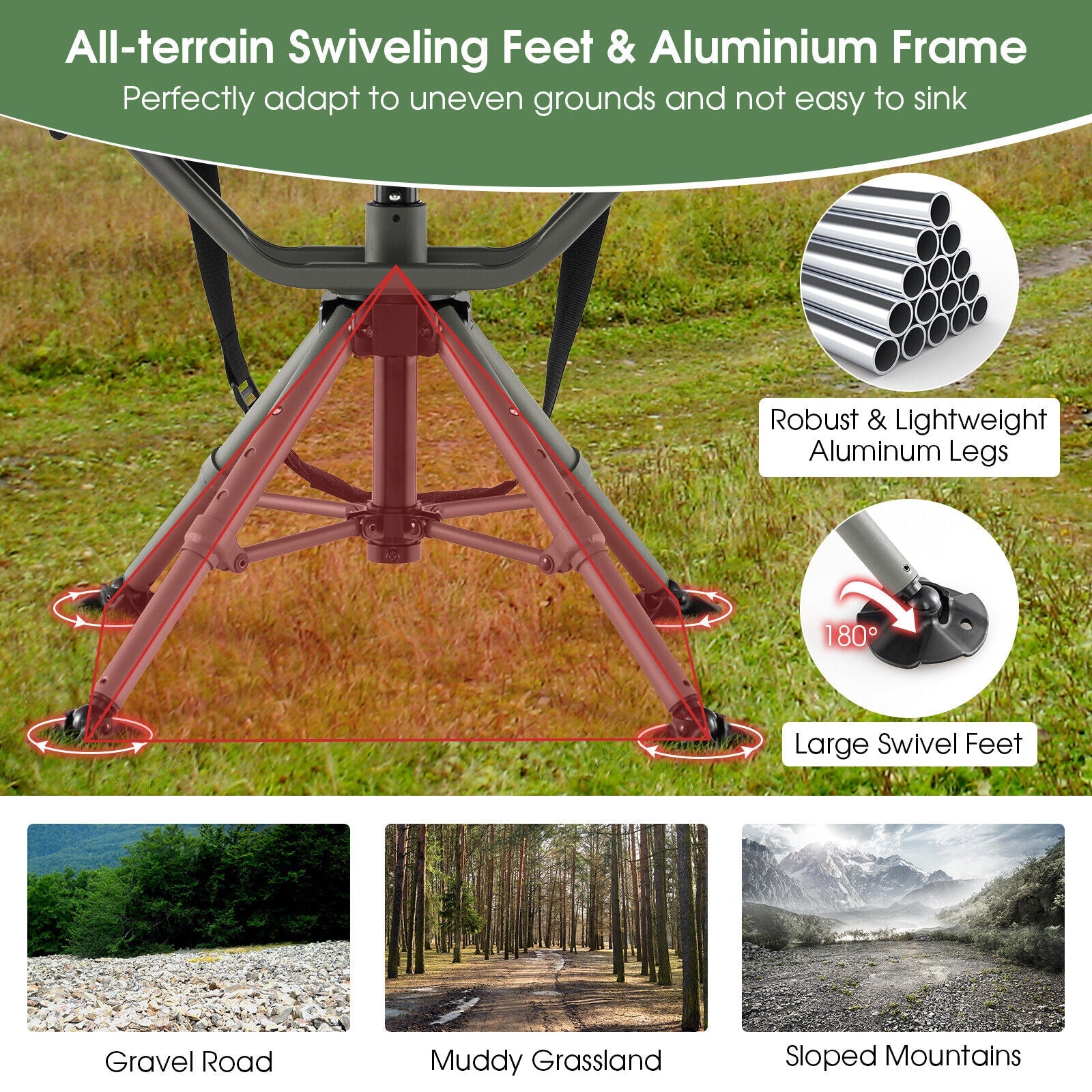 360 Degree Silent Swivel Hunting Chair-Black