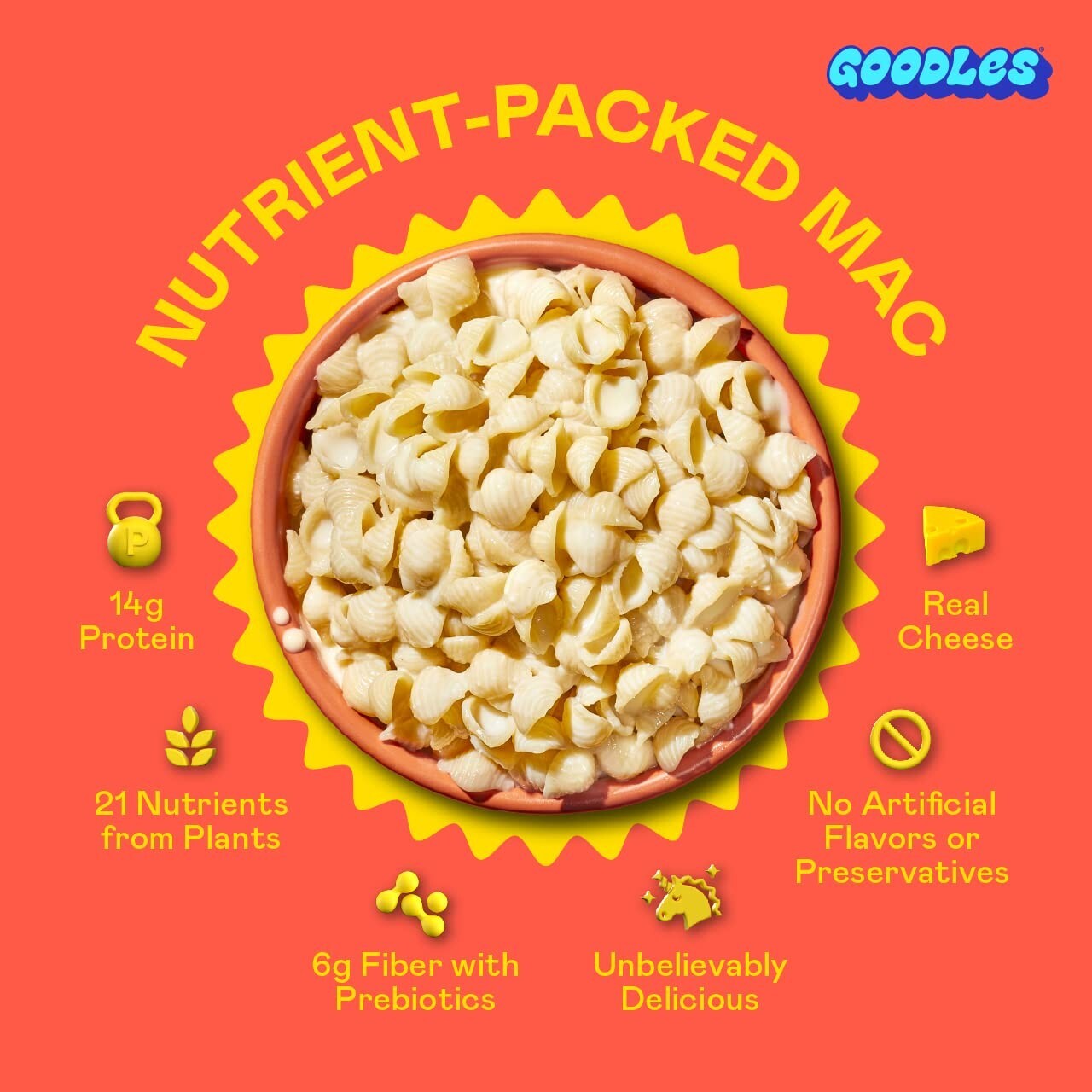 Goodles Mac & Cheese, Shella Pasta, 6 oz., Case of 12
