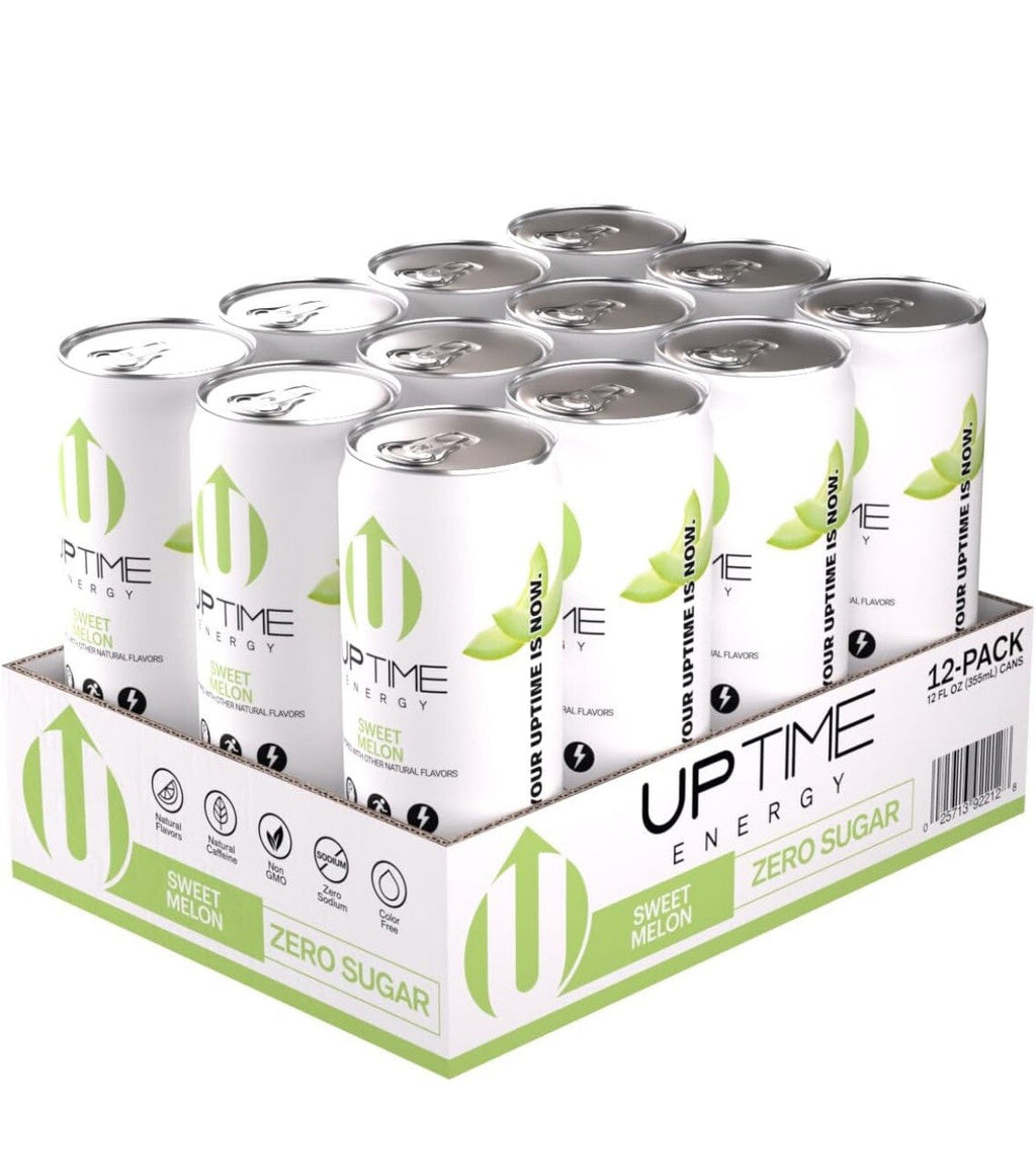Uptime Energy Sugar-Free Summer Melon Energy Drink, Pack of 12, 12 fl oz Each, Natural Caffeine