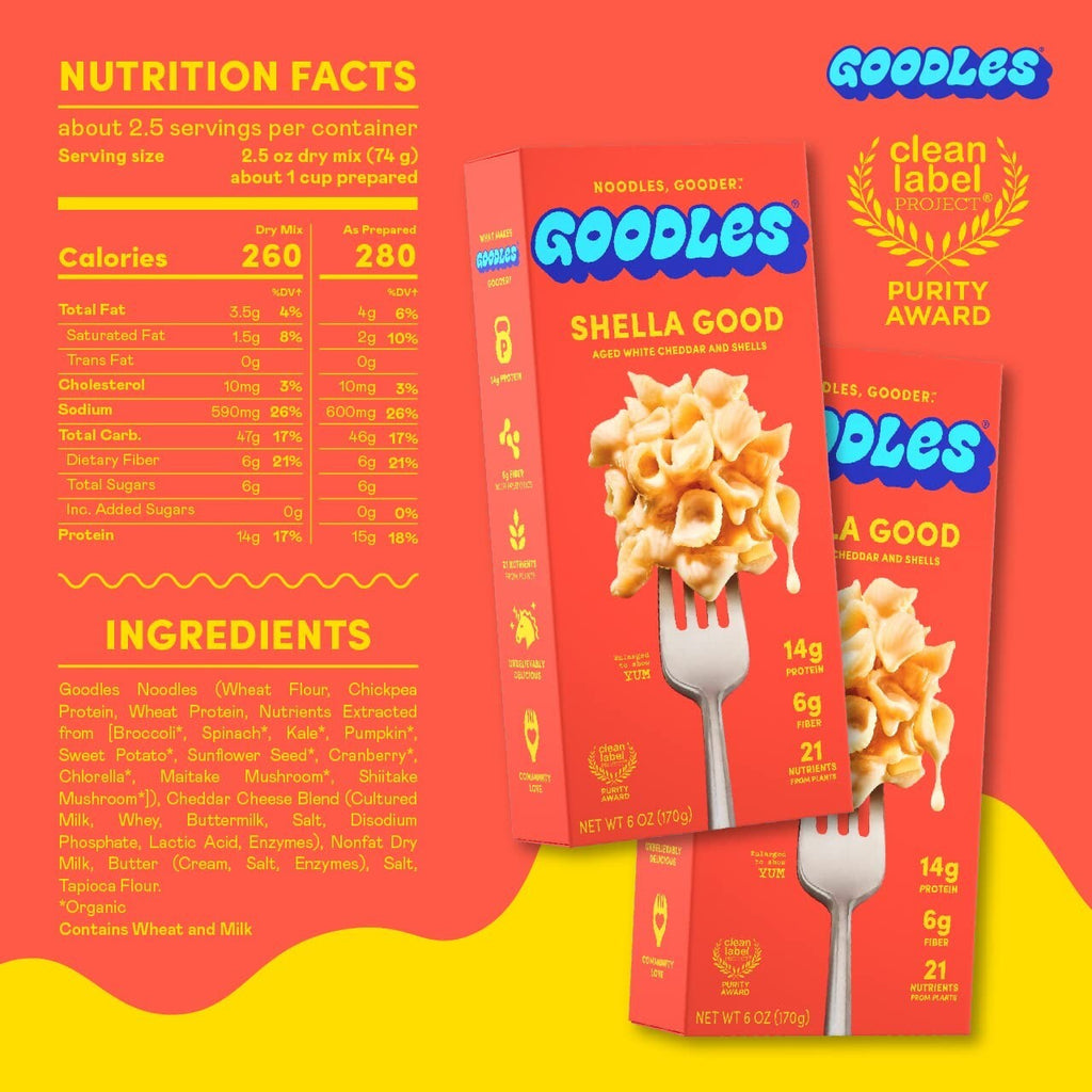 Goodles Mac & Cheese, Shella Pasta, 6 oz., Case of 12