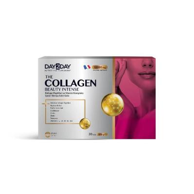 Day2Day Collagen Beauty Intense: 10,000mg Collagen Peptides, Vitamins & Antioxidants for Enhanced Skin, Hair & Nails - 30 Sachets