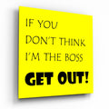 Yellow Background Black Boss Quote Glass Wall Art
