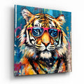 Pink Shades Graffiti Tiger Glass Wall Art