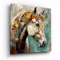 Orange Blossom Crowned Horse Glass Wall Art