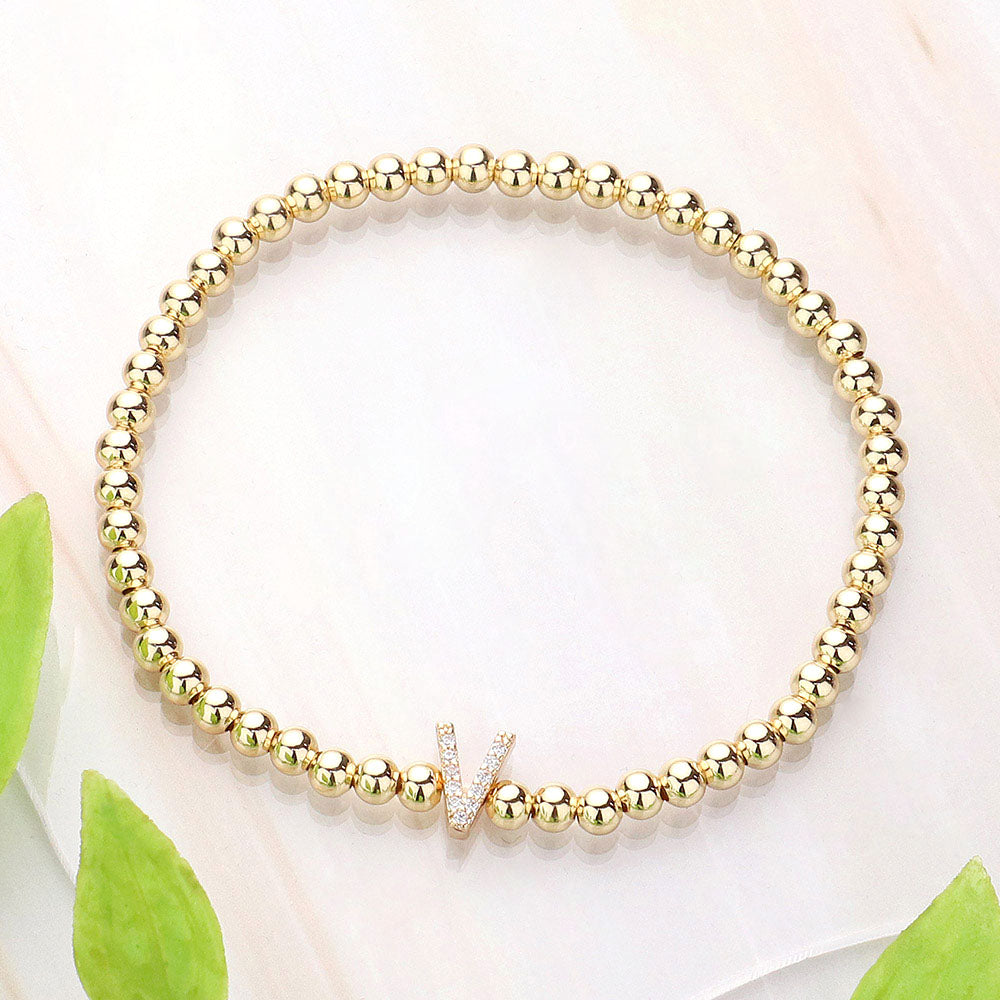 SECRET BOX V Monogram Initial Stretch Bracelet
