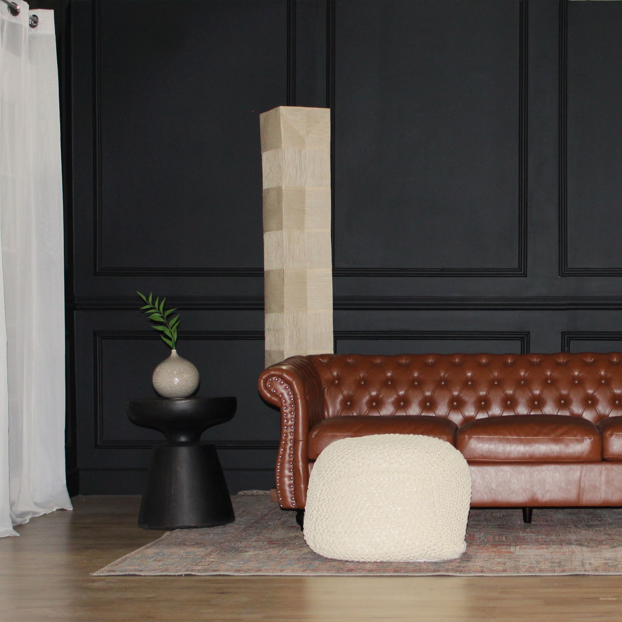 Semi Rounded Pouf, Cable Knitted, Perfect Seating - PhishStones Products