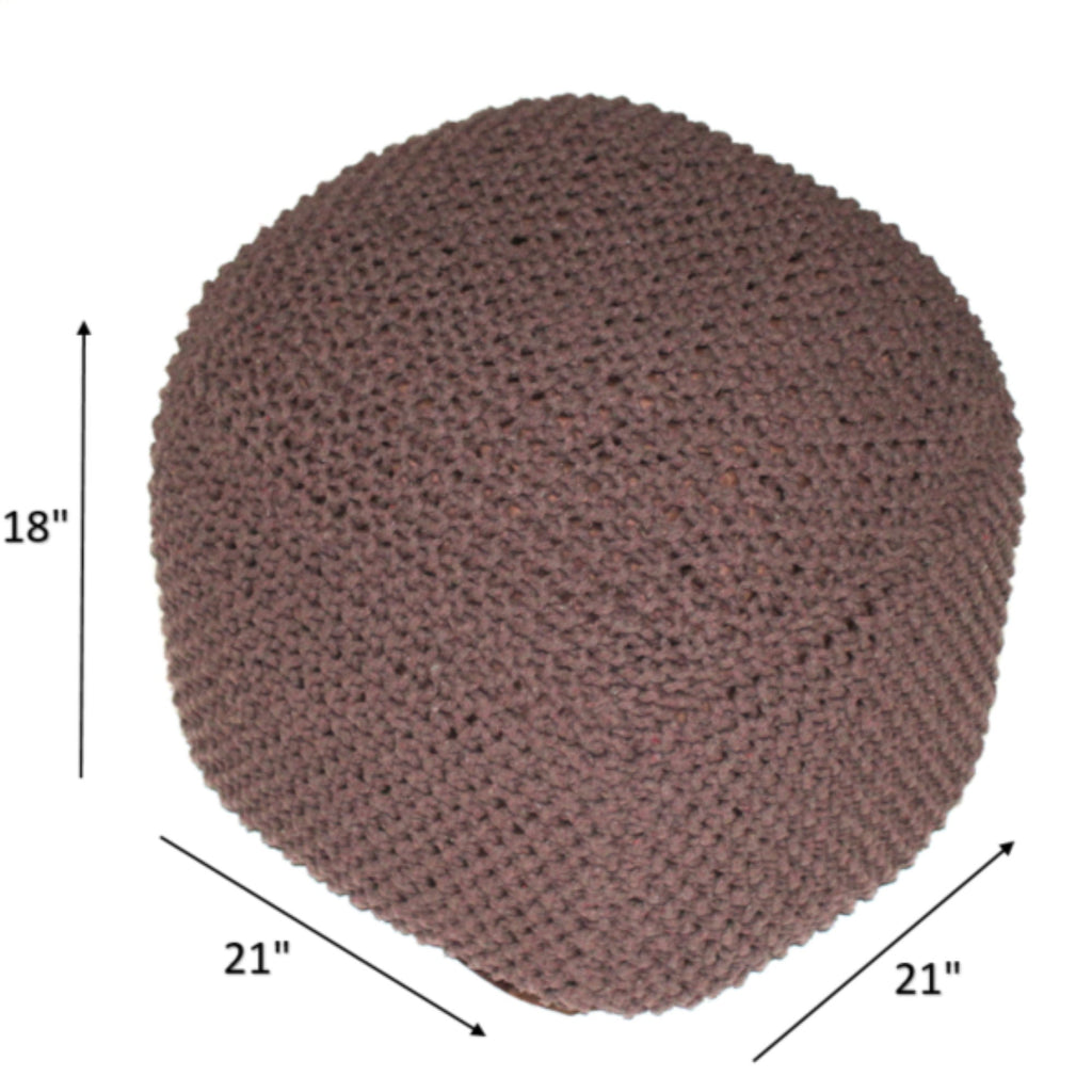 Semi Rounded Pouf, Cable Knitted, Perfect Seating - PhishStones Products