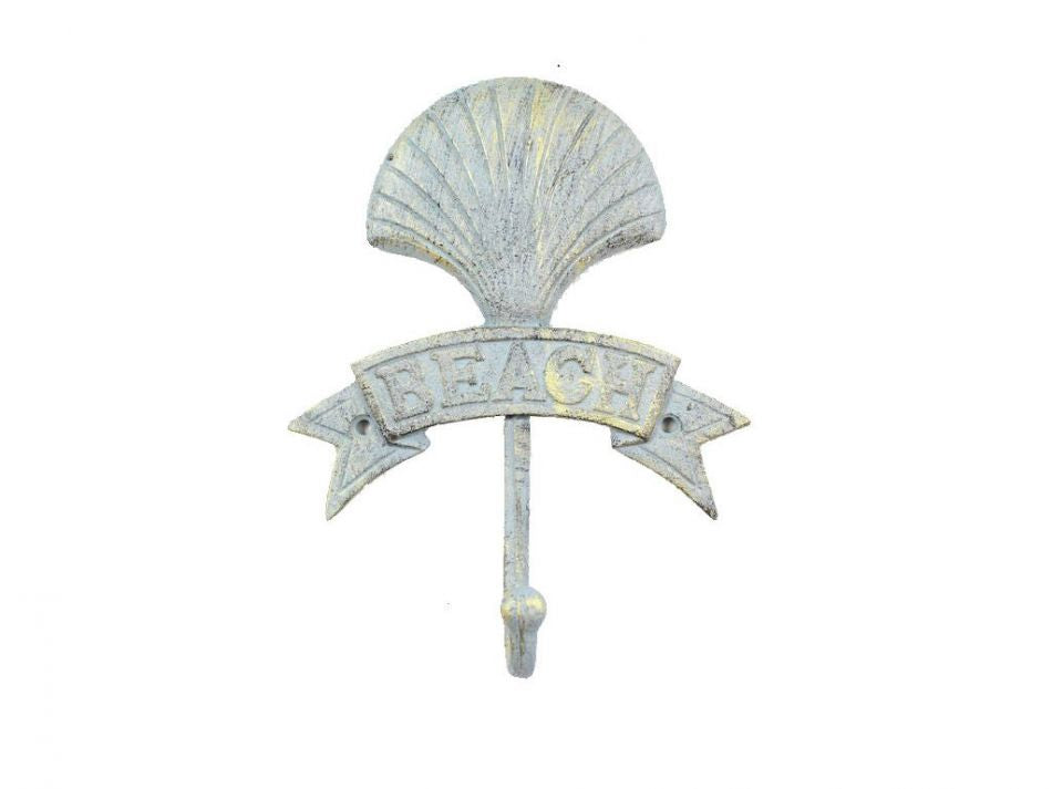 Antique Seaworn Bronze Cast Iron Seashell Beach Hook 8""