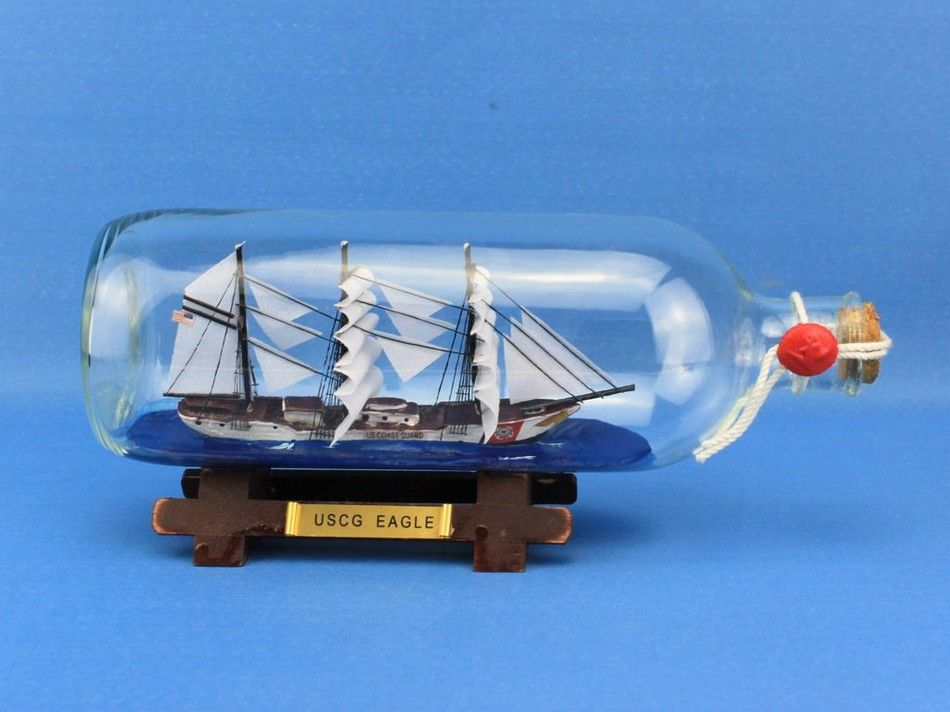 United States Coast Guard USCG Eagle Model Ship In A Glass Bottle 9""