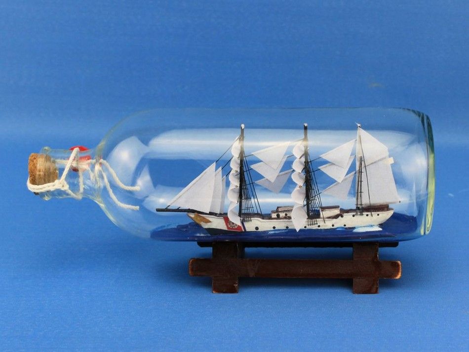 United States Coast Guard USCG Eagle Model Ship In A Glass Bottle 9""