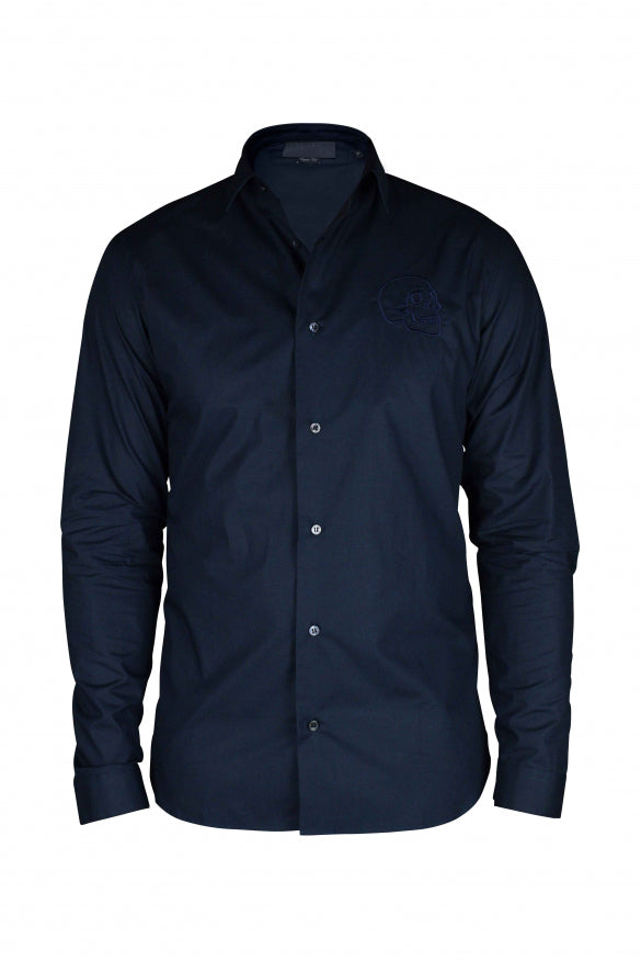 Philipp Plein Men Gold Cut Ls Skull Shirt