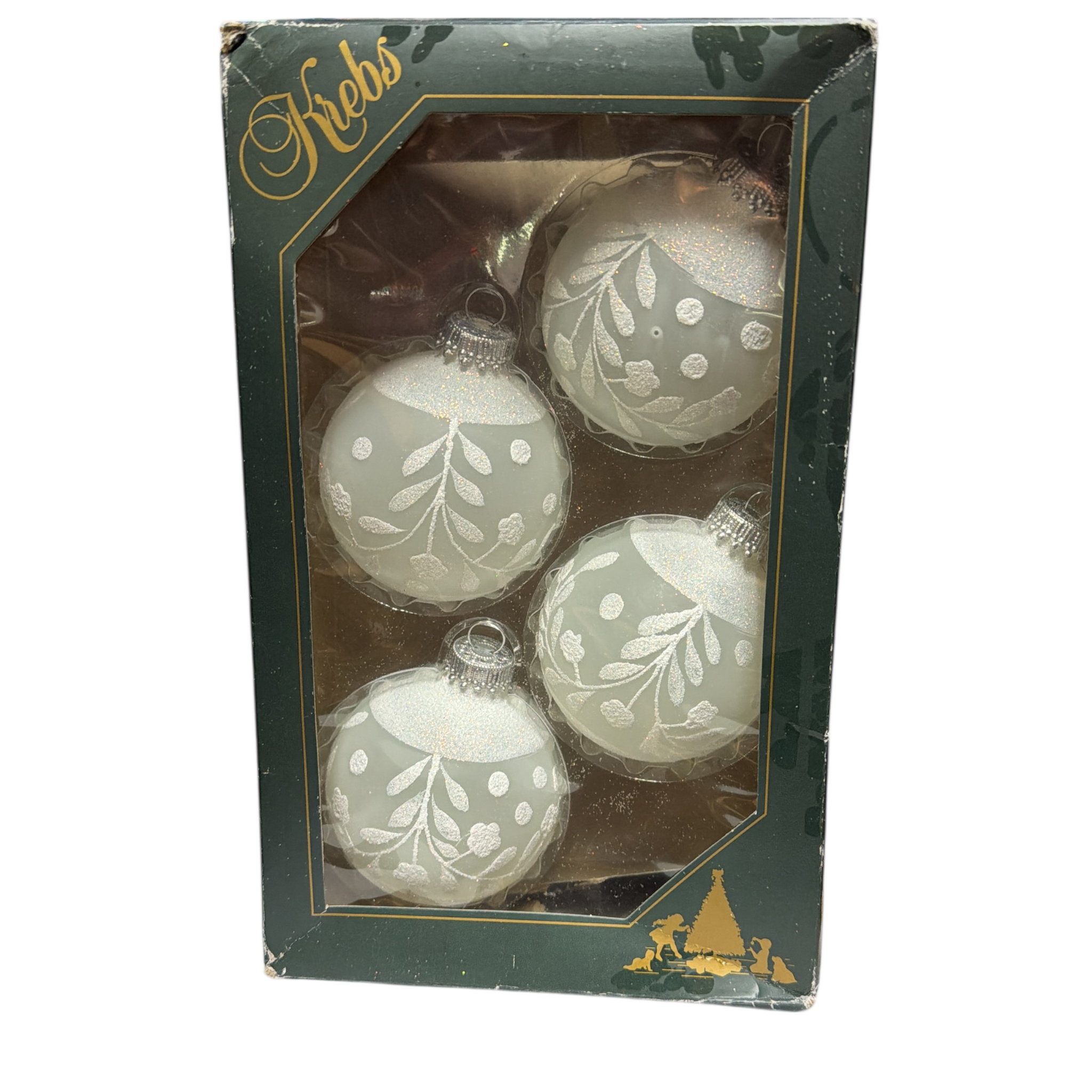 Krebs  Glass Ornament 4 pack - Elegant Frosted White