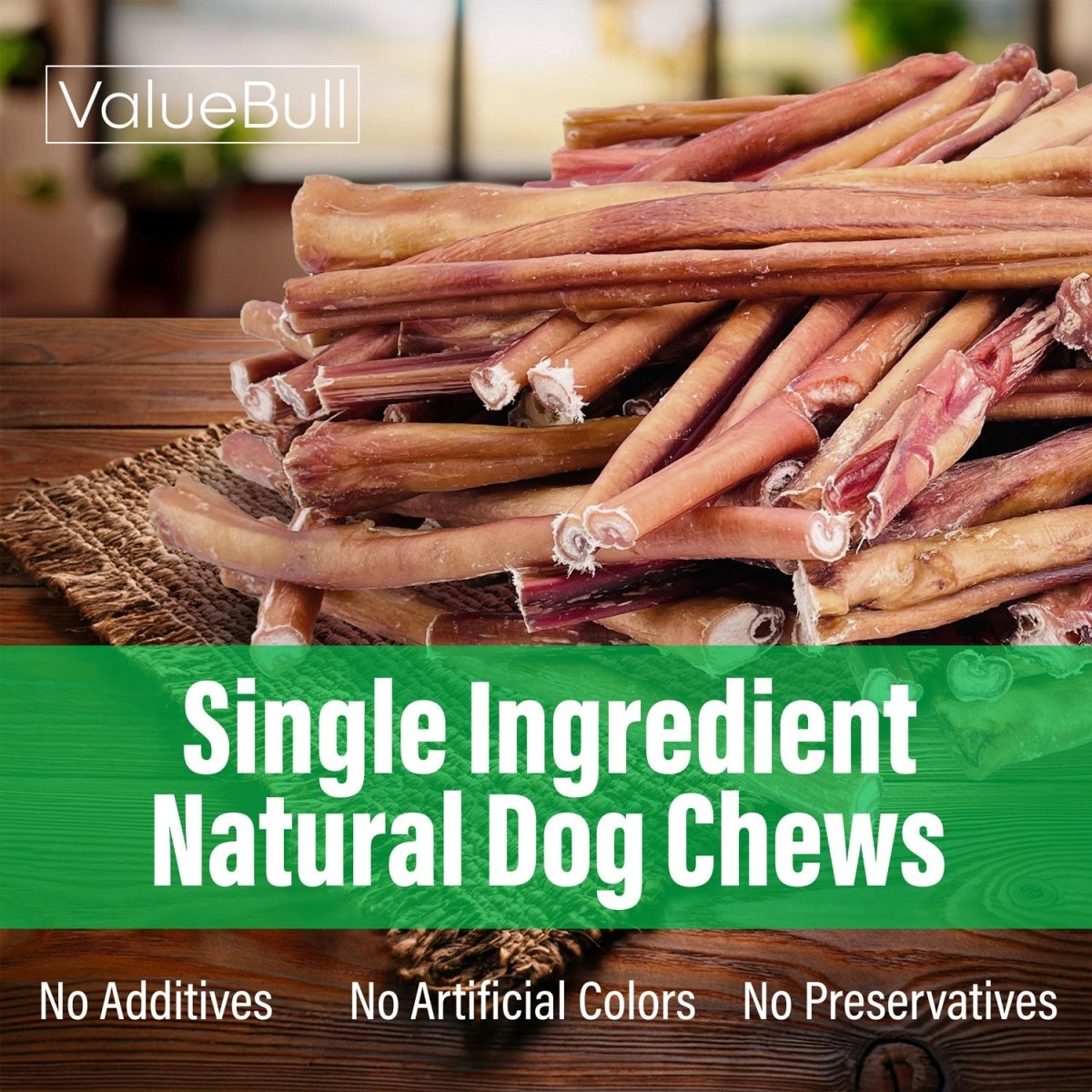 ValueBull Bully Sticks for Large Dogs, Thick 12 Inch, 50 Count
