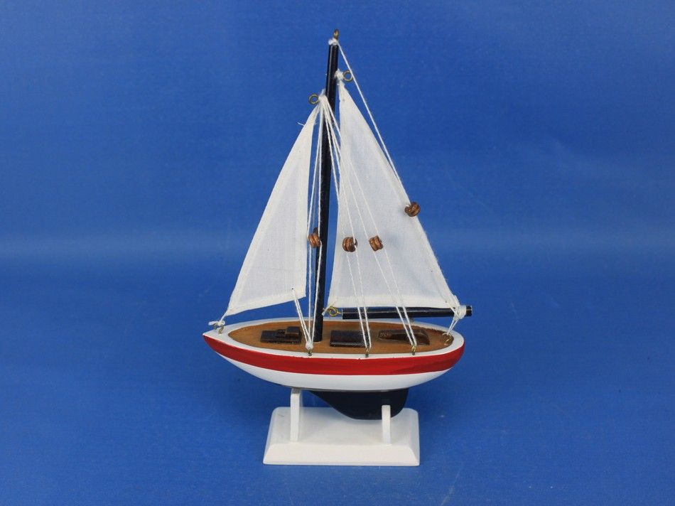 Wooden USA Sailer Model Sailboat Decoration 9""