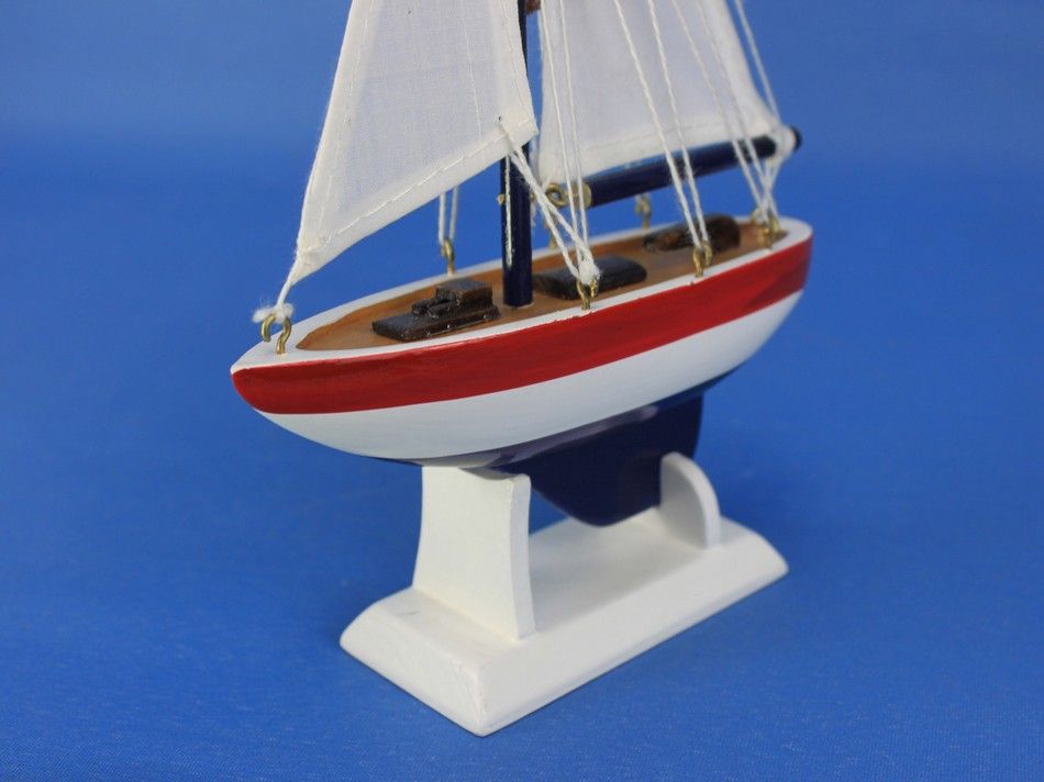 Wooden USA Sailer Model Sailboat Decoration 9""