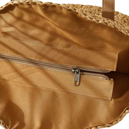 Smile Pointed Color Block Straw Round Shoulder Bag