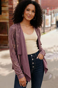 Mauve Animal Print Heavy Suede Cardigan