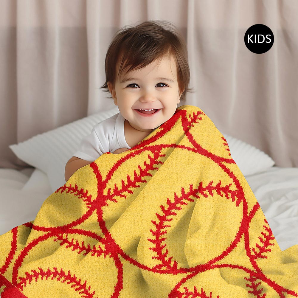 Softball Patterned Reversible Kids Throw Blanket