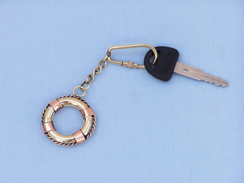 Solid Brass Lifering Keychain 5""