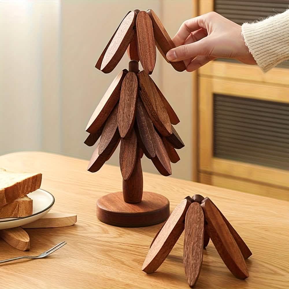 Solid Wood Heat - Resistant Table Mats – Tree - Shaped Coasters Set - PhishStones Products