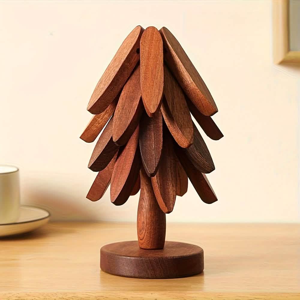 Solid Wood Heat - Resistant Table Mats – Tree - Shaped Coasters Set - PhishStones Products