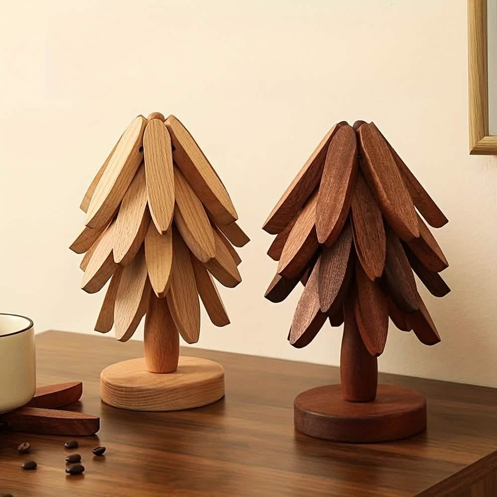 Solid Wood Heat - Resistant Table Mats – Tree - Shaped Coasters Set - PhishStones Products