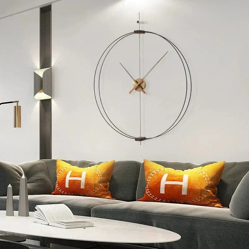 Spanish Minimalist Wall Clock Creative Luxury Living Room Art Clocks Solid Wood Pointer Large Wall Clock Silent Movement Clocks - PhishStones Products