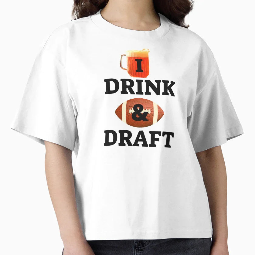 I Drink And Draft Fantasy Football Party T-Shirt - Custom Art Print Unisex
