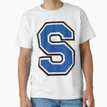 Blue Block Letter S T-Shirt - Graphic Print for Adults