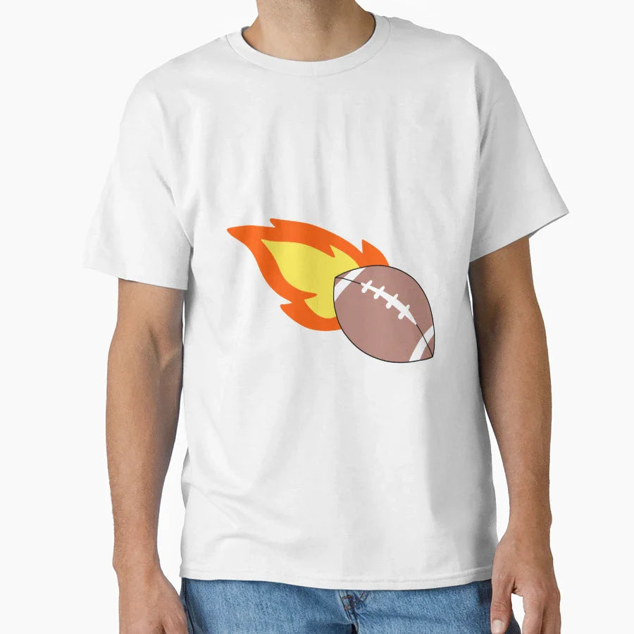 Flaming Football T-Shirt - Minimalist Print Men Women