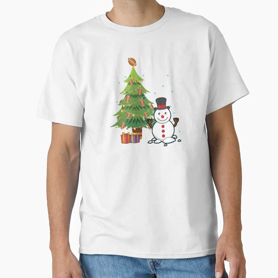 American Football Tree Holiday Gift T-Shirt - Trendy Graphic for Adults