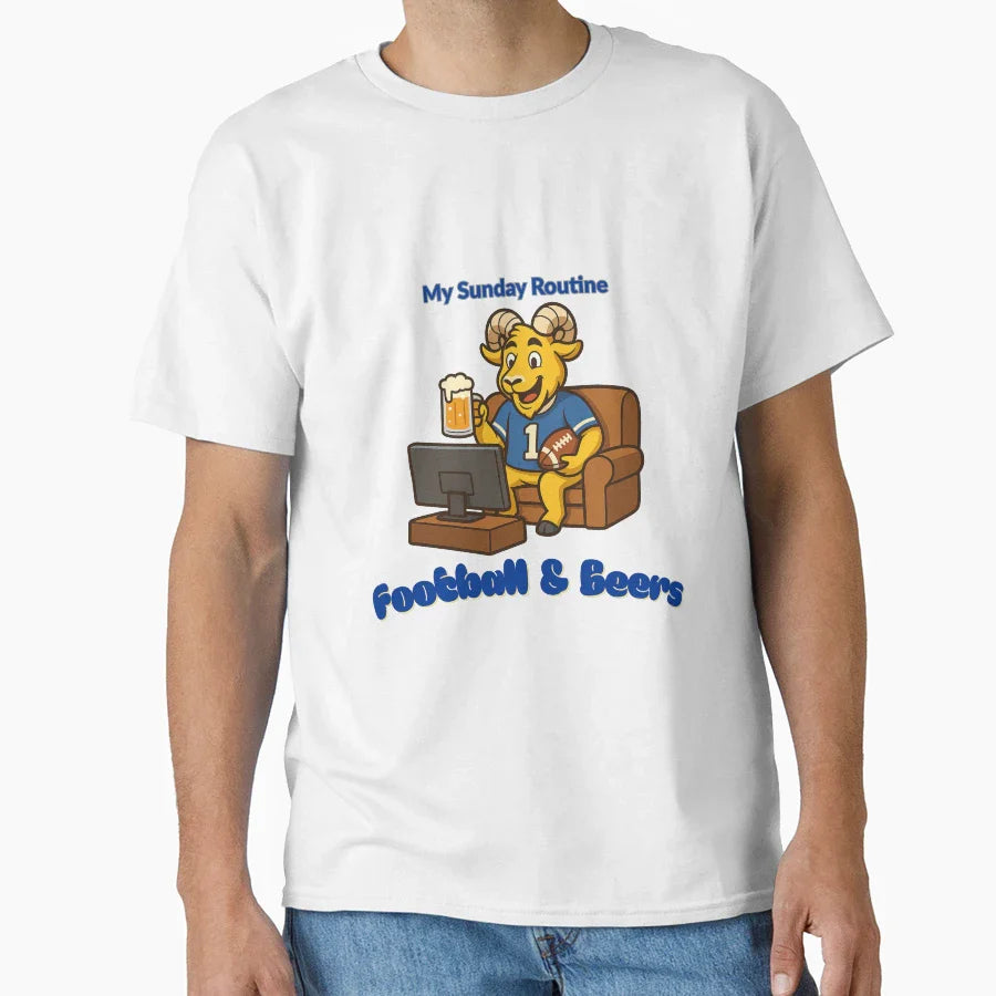 Los Angeles Rams Sunday Routine T-Shirt - Casual Everyday Wear for Adults