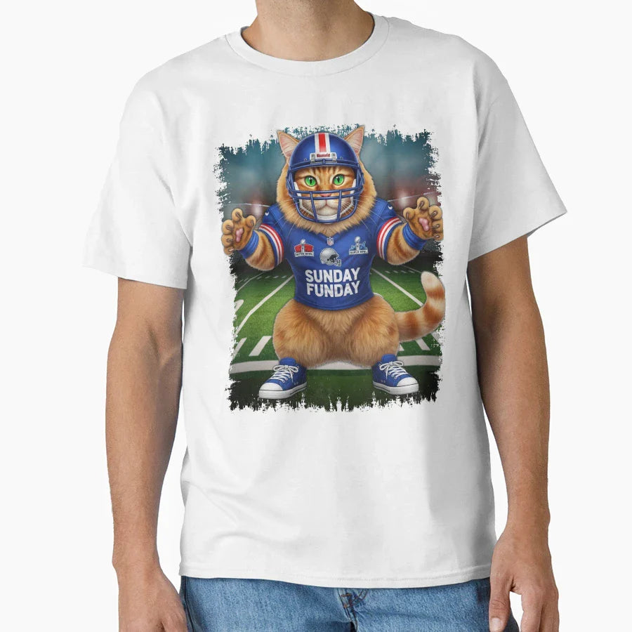 Super Bowl Cat Football Cat Sunday T-Shirt - Fun Novelty Design Unisex