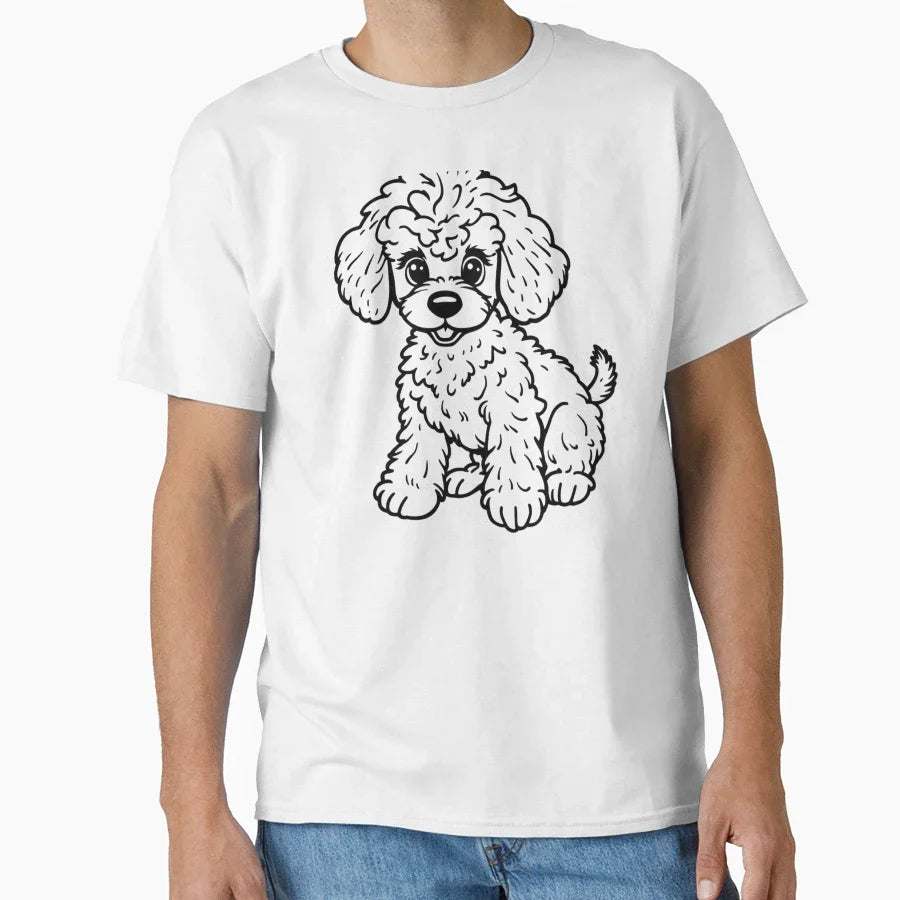 Poodle Curly Fur And Bow Its Head T-Shirt - Custom Art Print Men Women