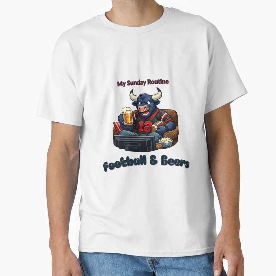 Houston Texans Sunday Routine Football T-Shirt - Trendy Graphic for Adults