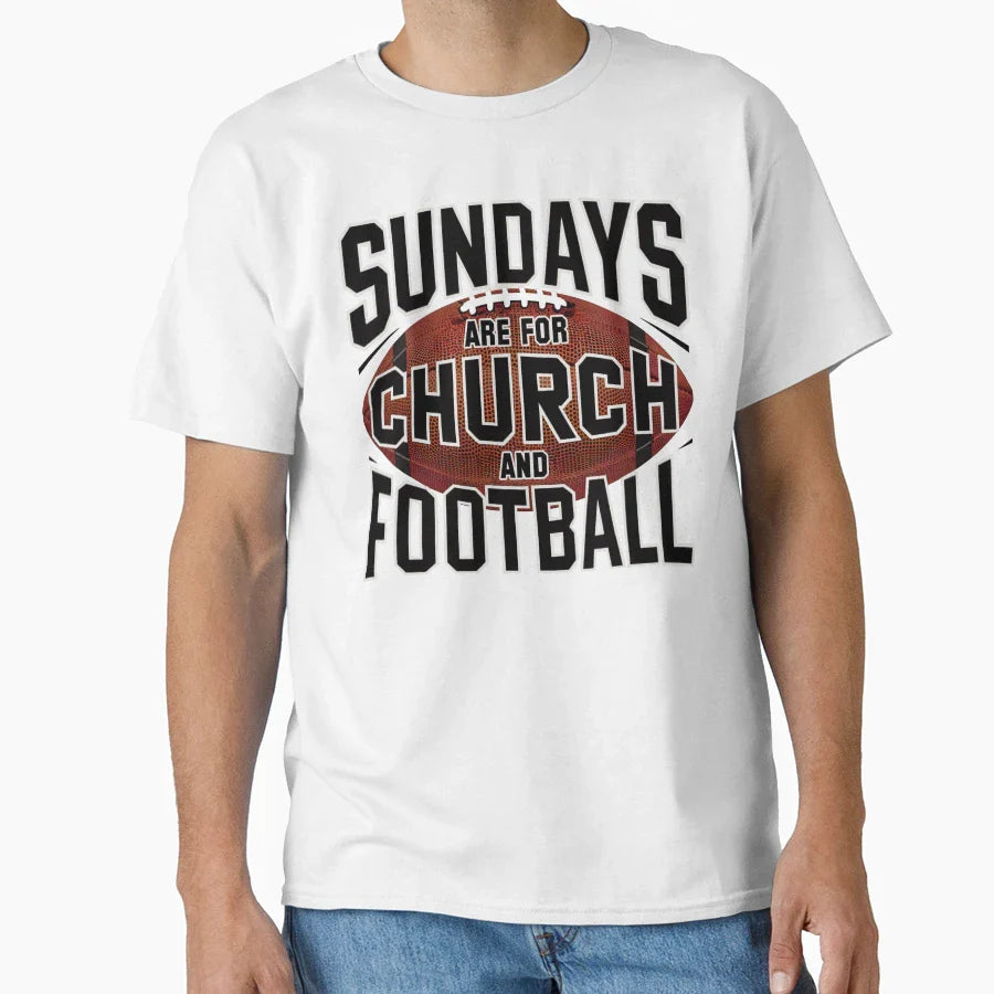 Sundays Church And Football Christian T-Shirt - Minimalist Print for Adults