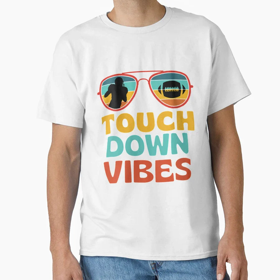 Womens Football Touchdown Vibes T-Shirt - Aesthetic Graphic Men Women