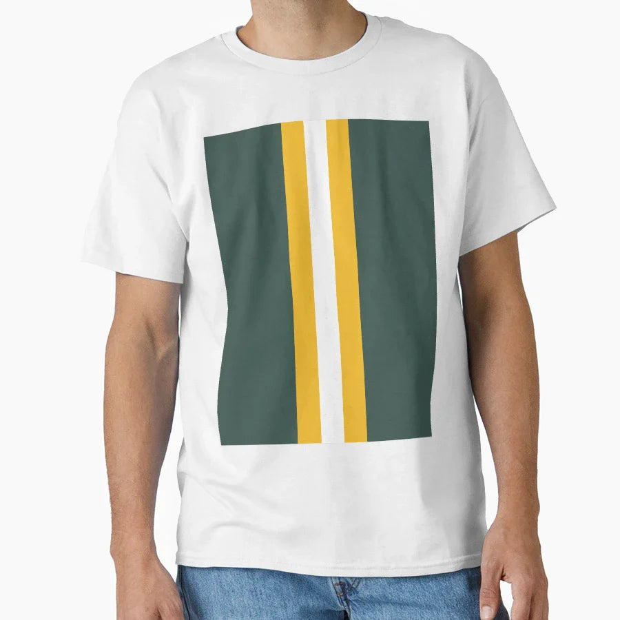 American Football Stripes Green Bay T-Shirt - Minimalist Print for Adults