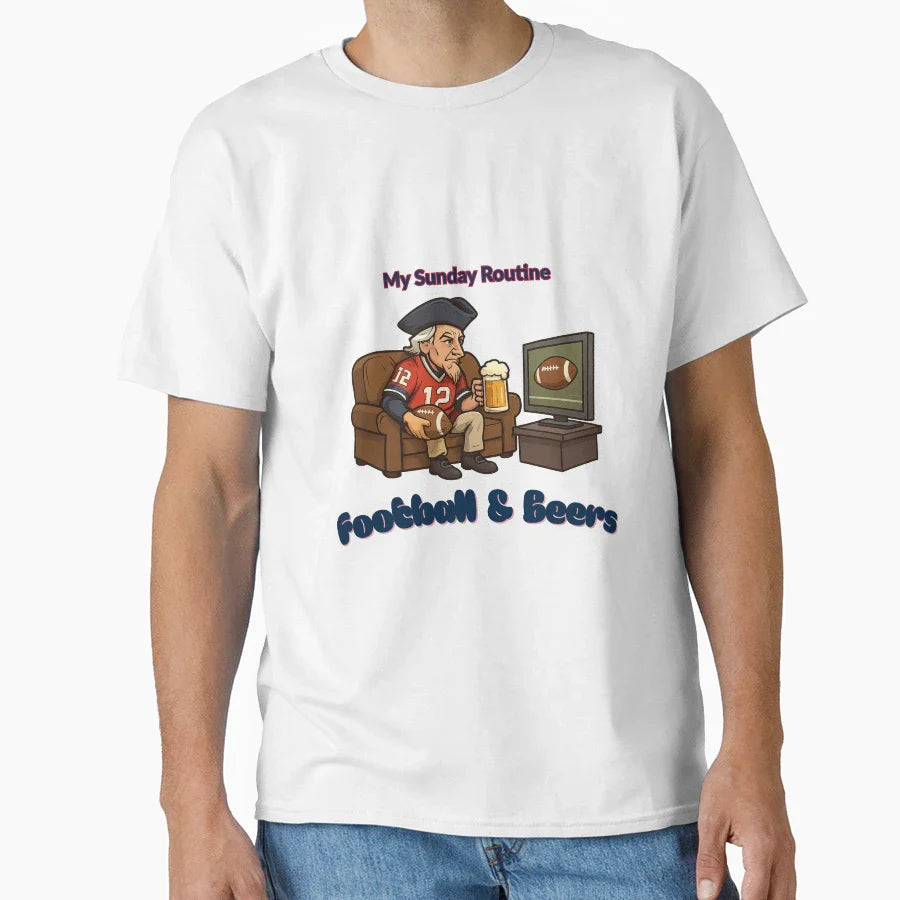 New England Patriots Sunday Routine T-Shirt - Novelty Apparel Unisex