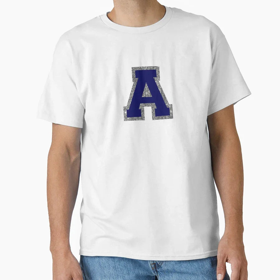 Silver And Navy Varsity Letter T-Shirt - Graphic Print for Adults