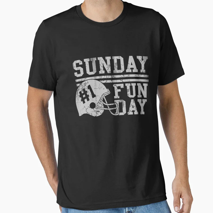 Sunday Funday Football Helmet T-Shirt - Minimalist Print for Adults