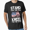 I Stand Flag And Kneel Cross T-Shirt - Graphic Print Unisex
