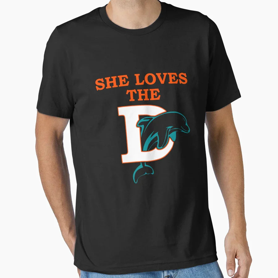 Funny She Loves Miami D Pro Football T-Shirt - Aesthetic Graphic for Adults