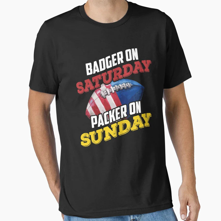 Badger Saturday Packer Sunday Funny T-Shirt - Fun Novelty Design Unisex
