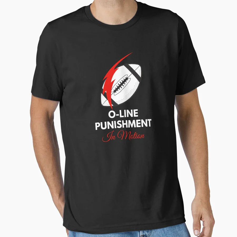 O Line Punishment Motion American T-Shirt - Graphic Print for Adults
