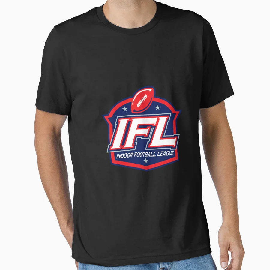 Indoor Football League Long Logo T-Shirt - Minimalist Print for Adults