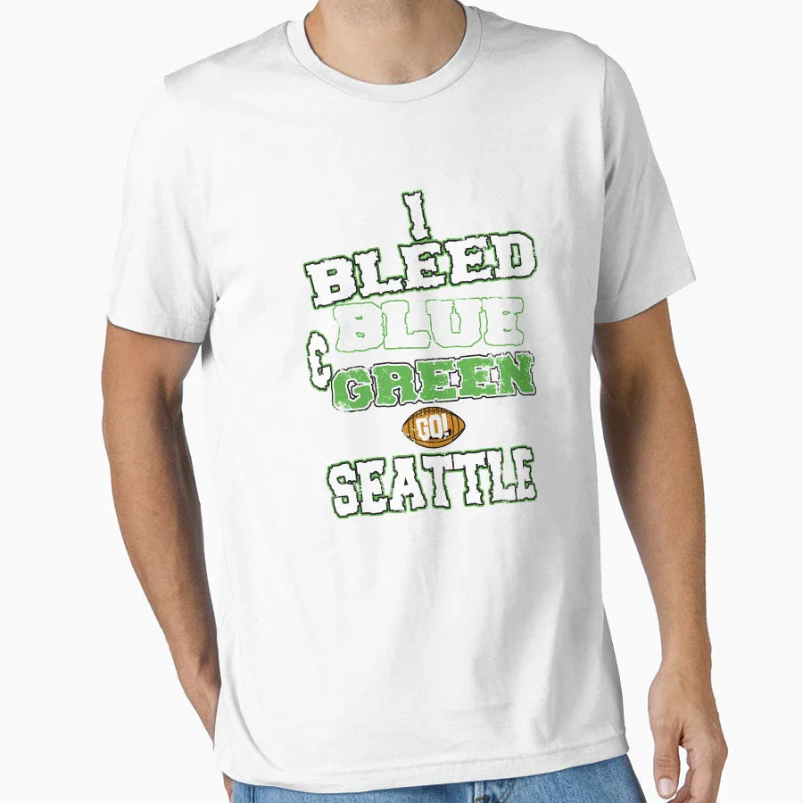 I Bleed Blue And Green Go Seattle T-Shirt - Graphic Print Men Women