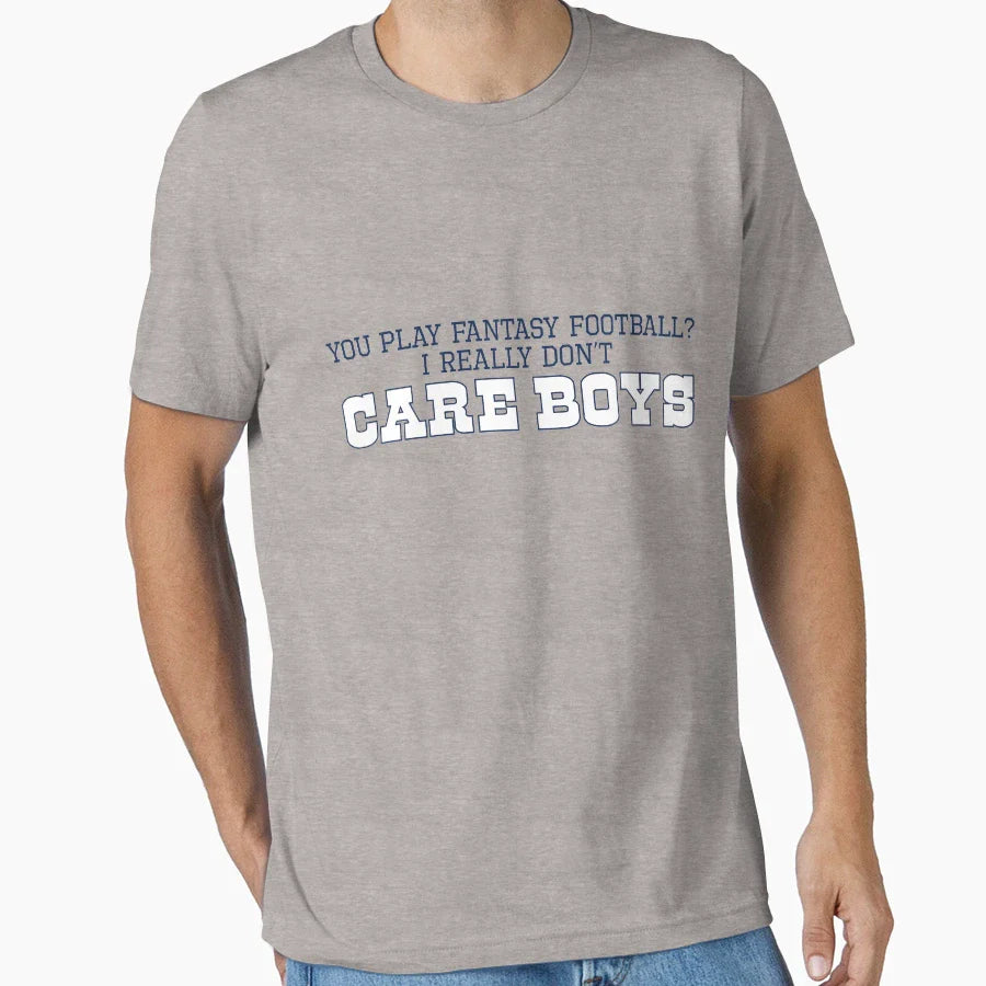 I Really Dont Care Blue White T-Shirt - Minimalist Print for Adults