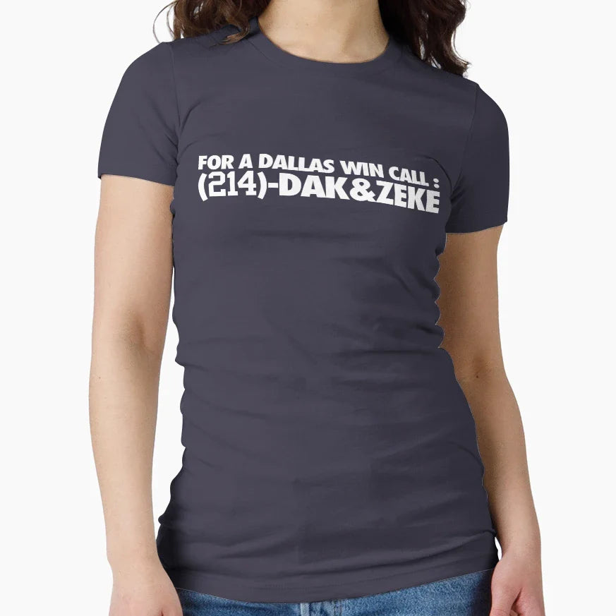 Dallas Win Call 214 Dak Zeke White T-Shirt - Fun Novelty Design Unisex